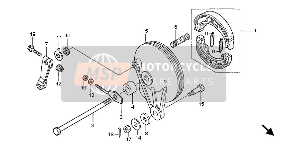 Honda ANF125 2007 Pannello freno posteriore per un 2007 Honda ANF125